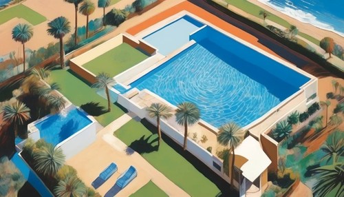 Drone pittura piscina spiaggia - drone,