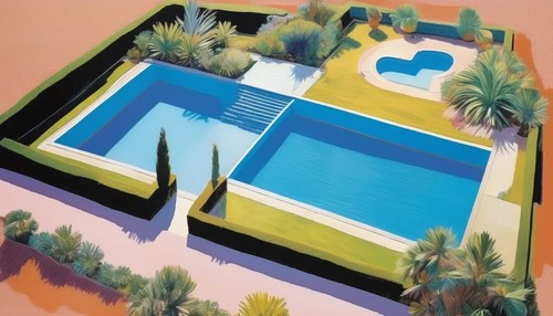 Drone pittura piscina spiaggia - pittura,